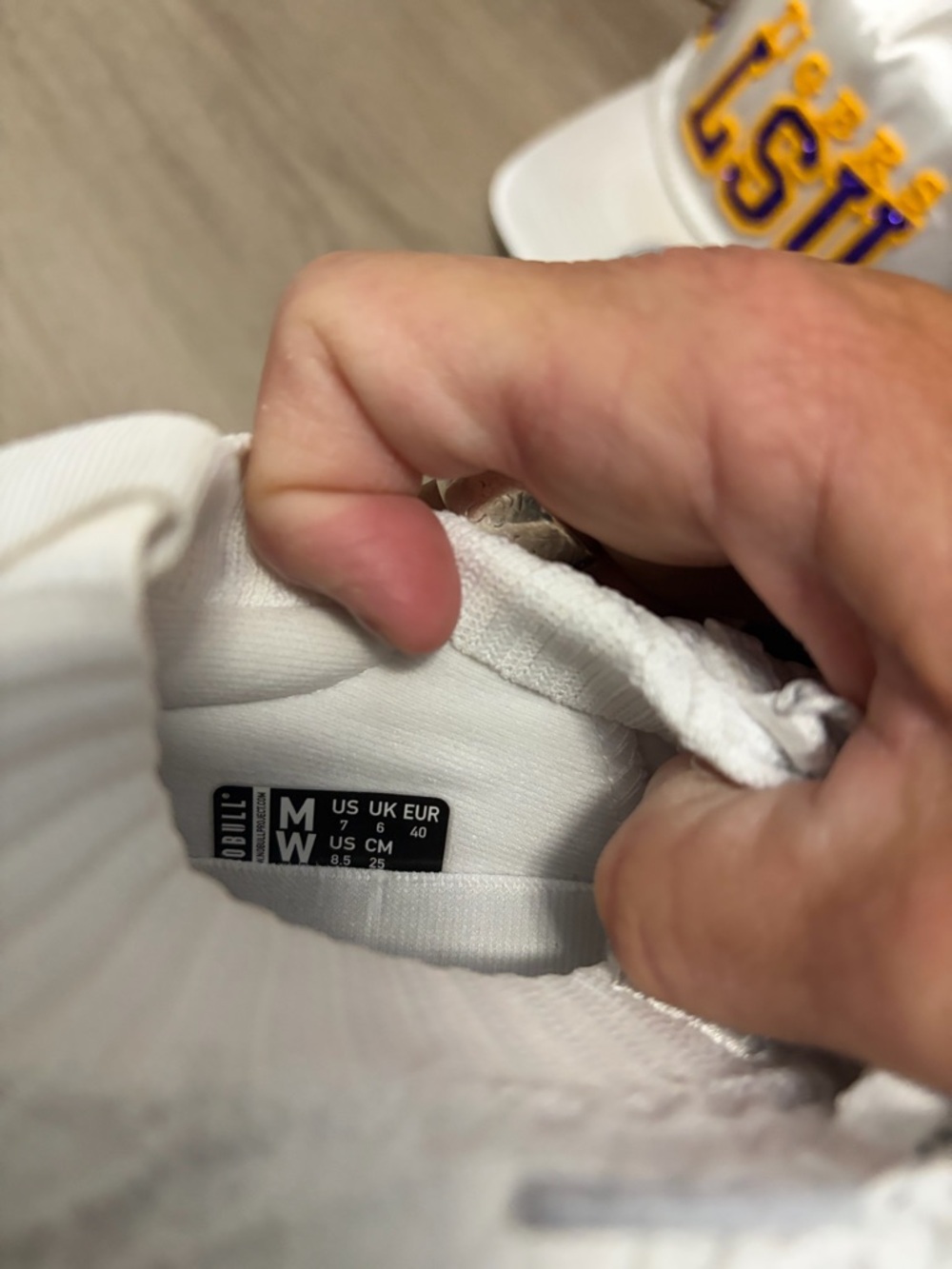 NOBULL White Knit Casual Sneakers with Tan Toe Accent - Picture 4 of 4